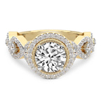 18kt Yellow Gold Prestigia Criss Cross Halo Lab Diamond Ring front image