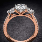 9ct Rose Gold Lavinia Three Stone Trapezoid Lab Diamond Ring color product image two
