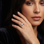 18kt White Gold Daria Trapezoid Three Stone Lab Diamond Ring model image