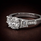 9ct Rose Gold Daria Trapezoid Three Stone Lab Diamond Ring color product image one