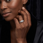 18kt White Gold Daria Trapezoid Three Stone Lab Diamond Ring model image two