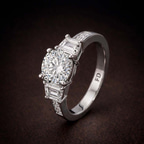 18kt White Gold Daria Trapezoid Three Stone Lab Diamond Ring color product image two