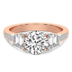 9ct Rose Gold Daria Trapezoid Three Stone Lab Diamond Ring front image
