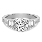 18kt White Gold Daria Trapezoid Three Stone Lab Diamond Ring front image