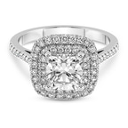 3.52 Ct Cushion Cut Arya Double Halo Lab Diamond Ring in 14kt White Gold front image