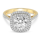 2.47 Ct Radiant Cut Arya Double Halo Lab Diamond Ring in 14kt Yellow Gold front image