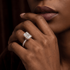 9ct Yellow Gold Olivia Secret Halo Lab Diamond Ring model image two