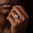 10kt Rose Gold Opalina Charm Side Stone Lab Diamond Ring model image two