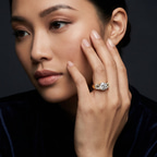 14kt Yellow Gold Astrid Three Stone Trapezoid Lab Diamond Ring model image