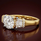 14kt Yellow Gold Astrid Three Stone Trapezoid Lab Diamond Ring color product image one