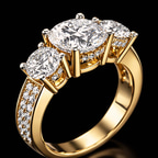 2.99 ct. oval Desdemona Round Three Stone Lab Diamond Ring in 18kt rose gold color product image one