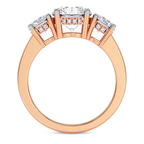 2.91 ct. asscher Desdemona Round Three Stone Lab Diamond Ring in 14kt rose gold side right image one