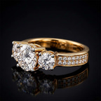 2.99 ct. oval Desdemona Round Three Stone Lab Diamond Ring in 18kt rose gold color product image two