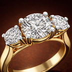 10kt Yellow Gold Evelina Round Three Stone Lab Diamond Ring color product image one