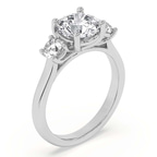 Platinum Evelina Round Three Stone Lab Diamond Ring standing product image one