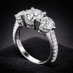 10kt White Gold Artemis Round Three Stone Lab Diamond Ring color product image one