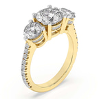 9ct Yellow Gold Artemis Round Three Stone Lab Diamond Ring standing product image one