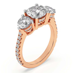 9ct Rose Gold Artemis Round Three Stone Lab Diamond Ring standing product image one