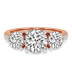9ct Rose Gold Artemis Round Three Stone Lab Diamond Ring front image