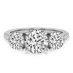 18kt White Gold Artemis Round Three Stone Lab Diamond Ring front image