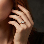 18kt Yellow Gold Estella Round Three Stone Lab Diamond Ring model image