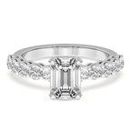 6.48 Ct Emerald Cut Elinor Side Round Lab Diamond Ring in 14kt White Gold front image