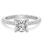 2.57 Ct Princess Cut Galen Secret Halo Lab Diamond Ring in 14kt White Gold front image