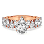 1.38 ct. pear Adeline Side Pear Lab Diamond Ring in 10kt rose gold front image