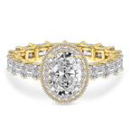 2.99 ct. oval Amaryllis Side Emerald Lab Diamond Ring in 10kt yellow gold front image