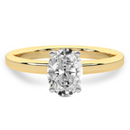 1.12 Ct OVAL Cut Four Prong Solitaire 1.5mm Lab Diamond Ring in 14kt Yellow Gold front image