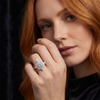 14kt White Gold Sunshine Halo Lab Diamond Ring model image