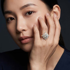 14kt White Gold Sunshine Halo Lab Diamond Ring model image two