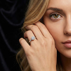 14kt Yellow Gold Blooming Petal Secret Halo Lab Diamond Ring model image
