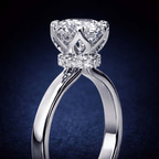 14kt White Gold Blooming Petal Secret Halo Lab Diamond Ring color product image one