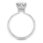 14kt White Gold Blooming Petal Secret Halo Lab Diamond Ring side right image one