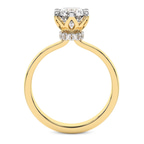 14kt Yellow Gold Blooming Petal Secret Halo Lab Diamond Ring side right image one