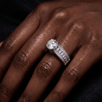 9ct White Gold Idris Secret Halo Lab Diamond Ring model image two