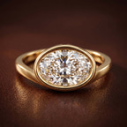 9ct Yellow Gold Bezel Crest Solitaire Lab Diamond Ring color product image two
