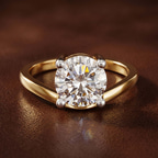 10kt Yellow Gold Crest Four Prong Solitaire Lab Diamond Ring color product image one