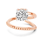 2.82 ct. round Crest Wrap Four Prong Solitaire Lab Diamond Ring in 10kt rose gold front image