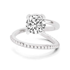 9ct White Gold Crest Wrap Four Prong Solitaire Lab Diamond Ring front image