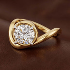 10kt Yellow Gold Infinity Crest Four Prong Solitaire Lab Diamond Ring color product image one