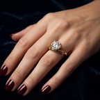 10kt Yellow Gold Infinity Crest Four Prong Solitaire Lab Diamond Ring model image two