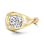 10kt Yellow Gold Infinity Crest Four Prong Solitaire Lab Diamond Ring front image