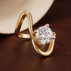 9ct Yellow Gold Crest Sculpt Four Prong Solitaire Lab Diamond Ring color product image one