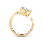 9ct Yellow Gold Crest Sculpt Four Prong Solitaire Lab Diamond Ring side right image one