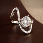 2.65 ct. radiant Crest Sculpt Four Prong Solitaire Lab Diamond Ring in 10kt white gold color product image two