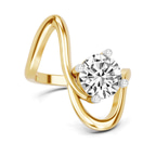 9ct Yellow Gold Crest Sculpt Four Prong Solitaire Lab Diamond Ring front image