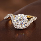 9ct White Gold Aria Crest Half Pave Lab Diamond Ring color product image one
