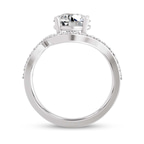 9ct White Gold Aria Crest Half Pave Lab Diamond Ring side right image one
